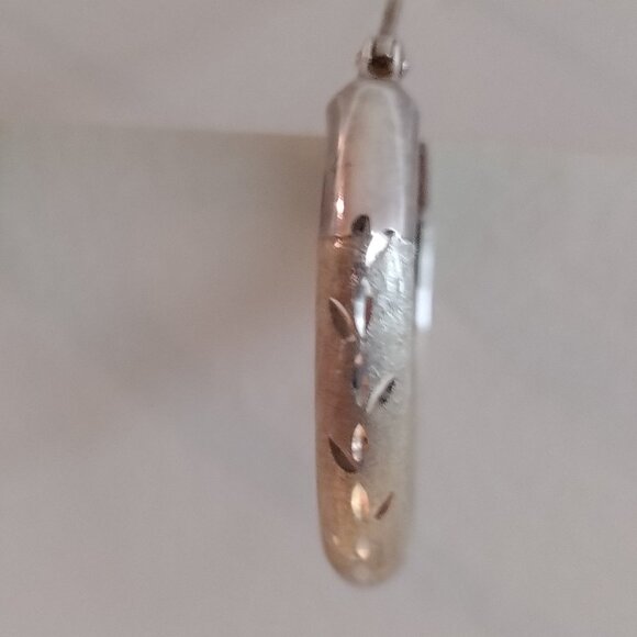 Hoop Earrings - Sterling Silver Etched Shiny & Matte, new - Picture 4 of 10